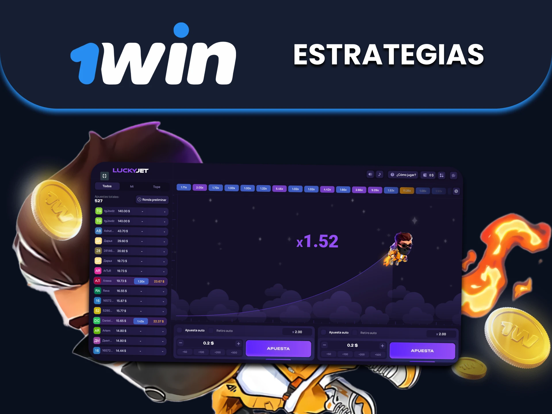 Aprenda estrategias para ganar en Lucky Jet en 1win.