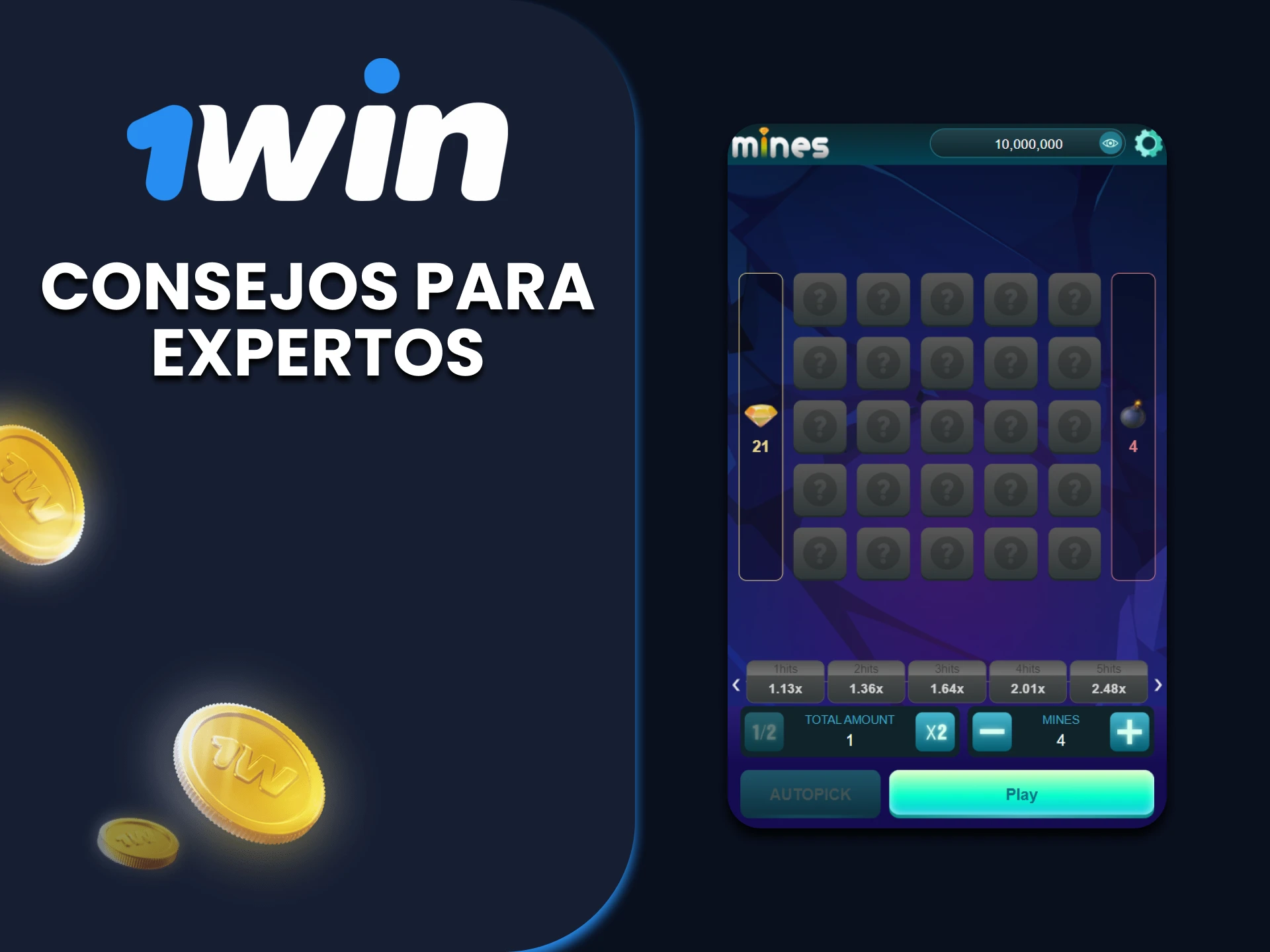 Daremos consejos a jugadores experimentados para jugar Mines en 1win.