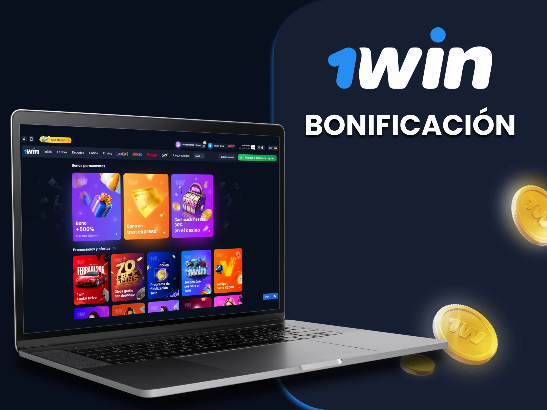 Obtenga muchos bonos después de registrarse en 1win.