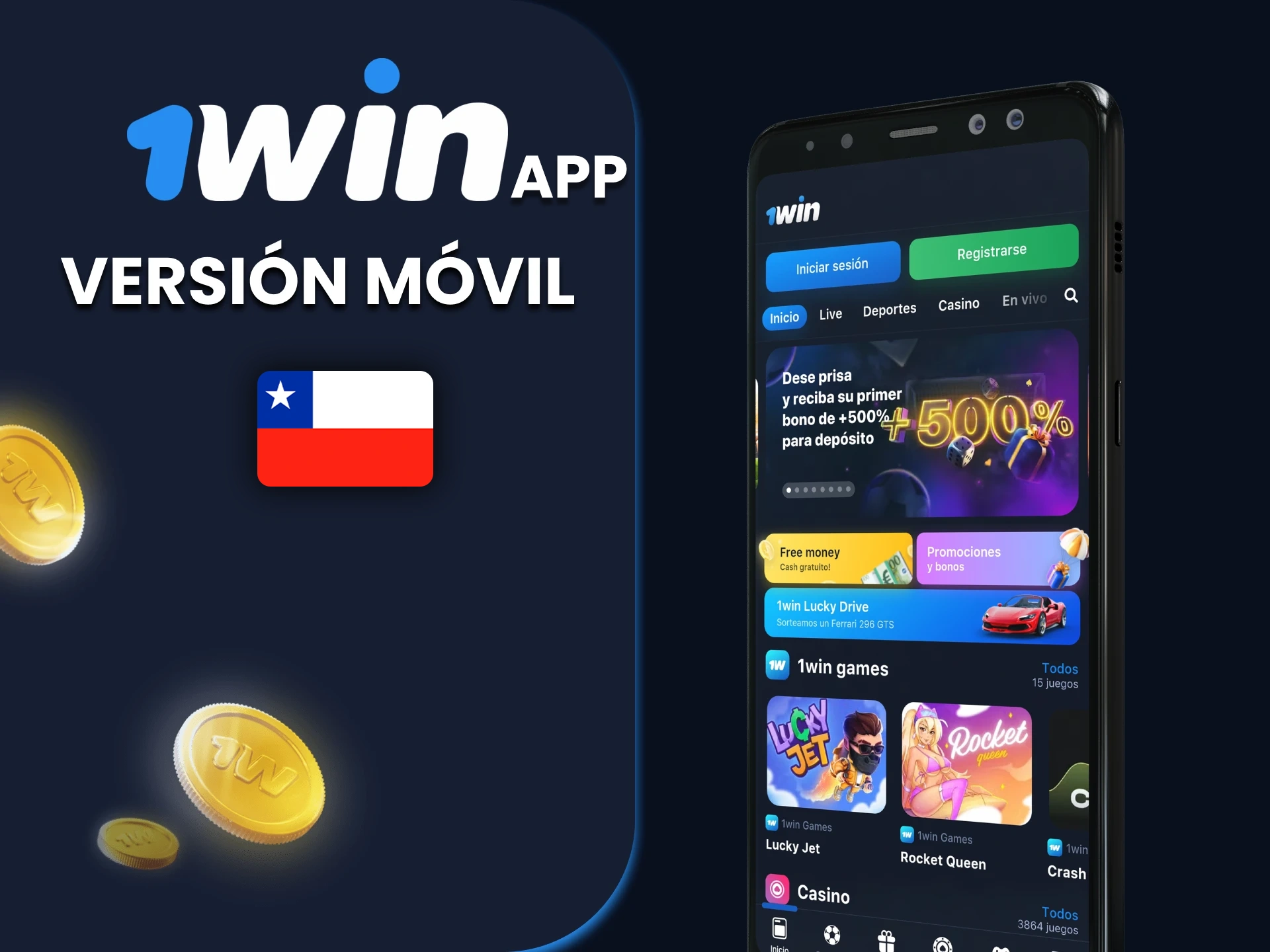 Visite la versión móvil del sitio web de 1win.