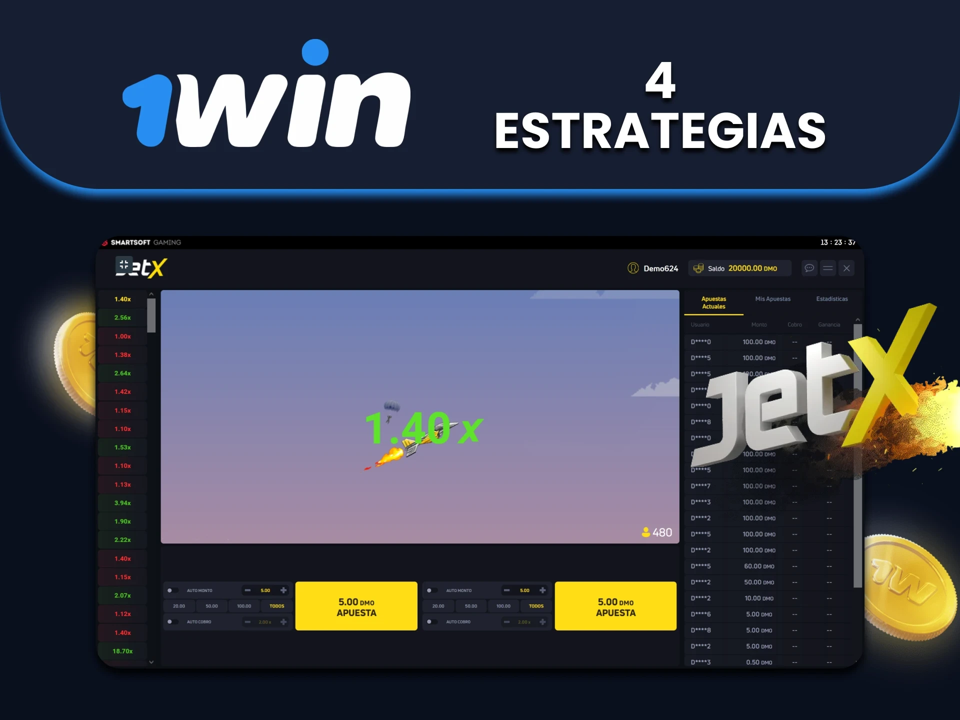 Estudia las 4 estrategias principales para jugar en JetX 1win que pueden ayudarte a alcanzar la victoria.