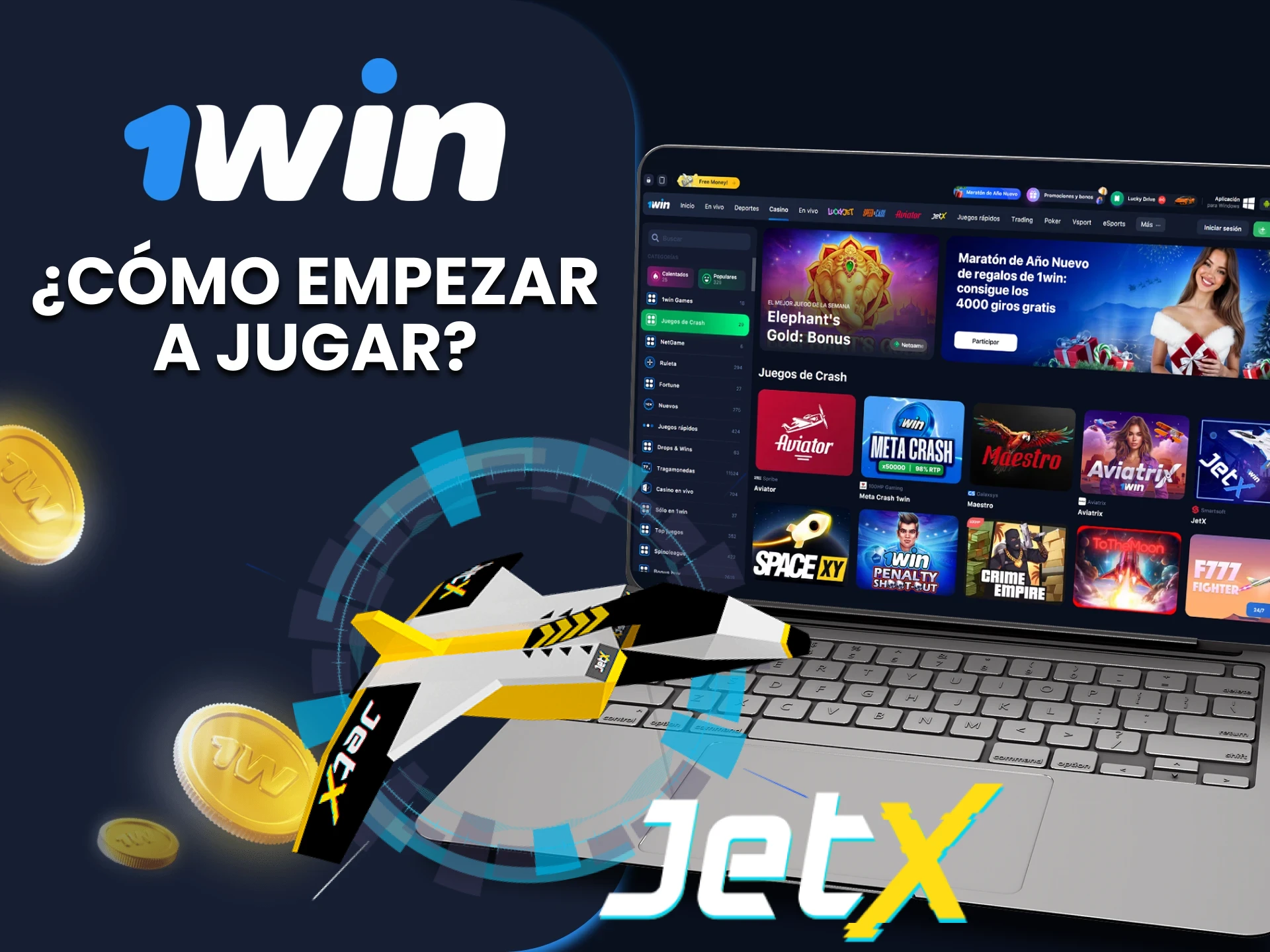 Para jugar 1win JetX, ve a la sección de casino.